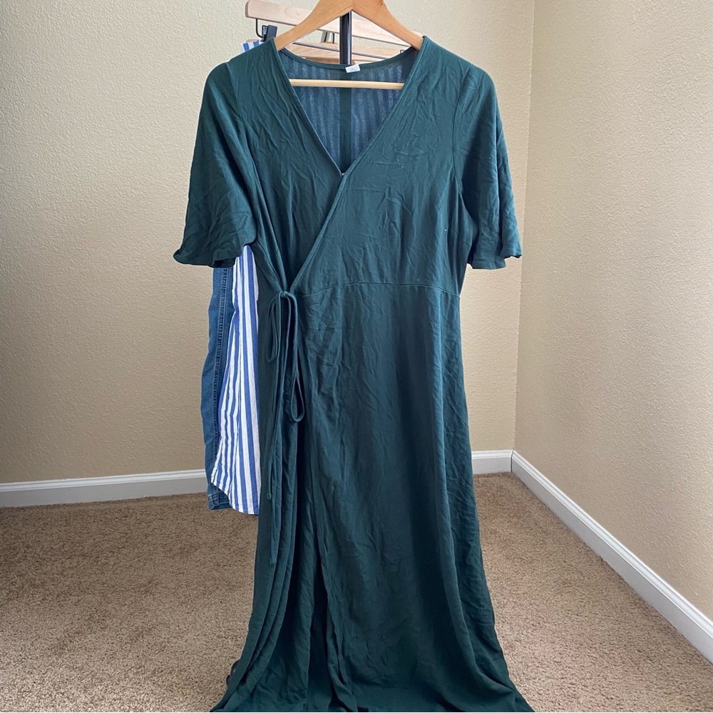 Old Navy Dark Green Wrap Dress